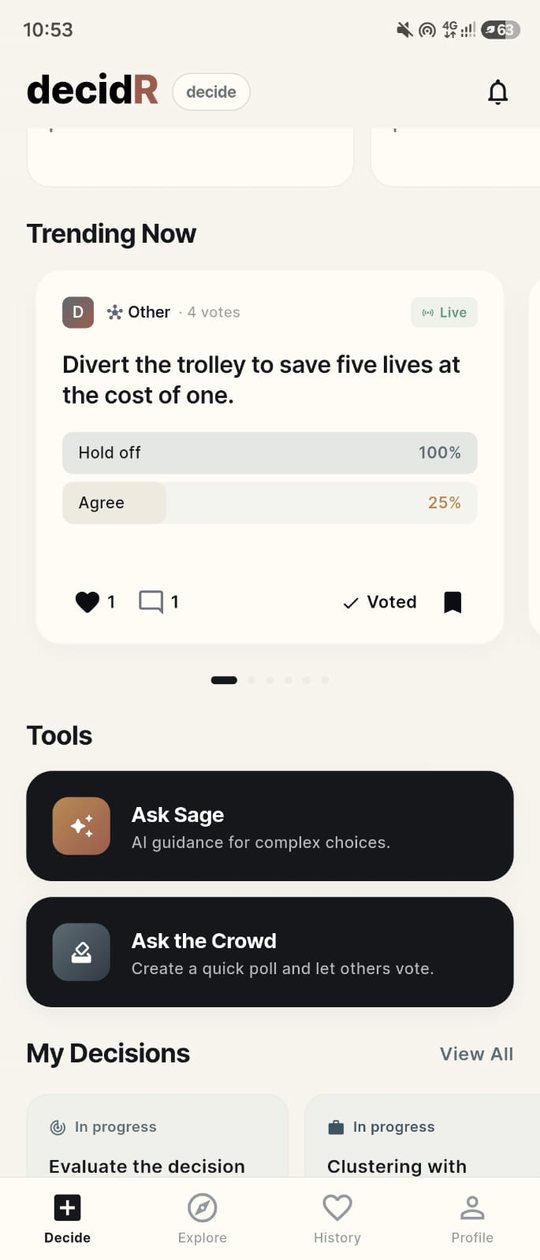 decidR app preview