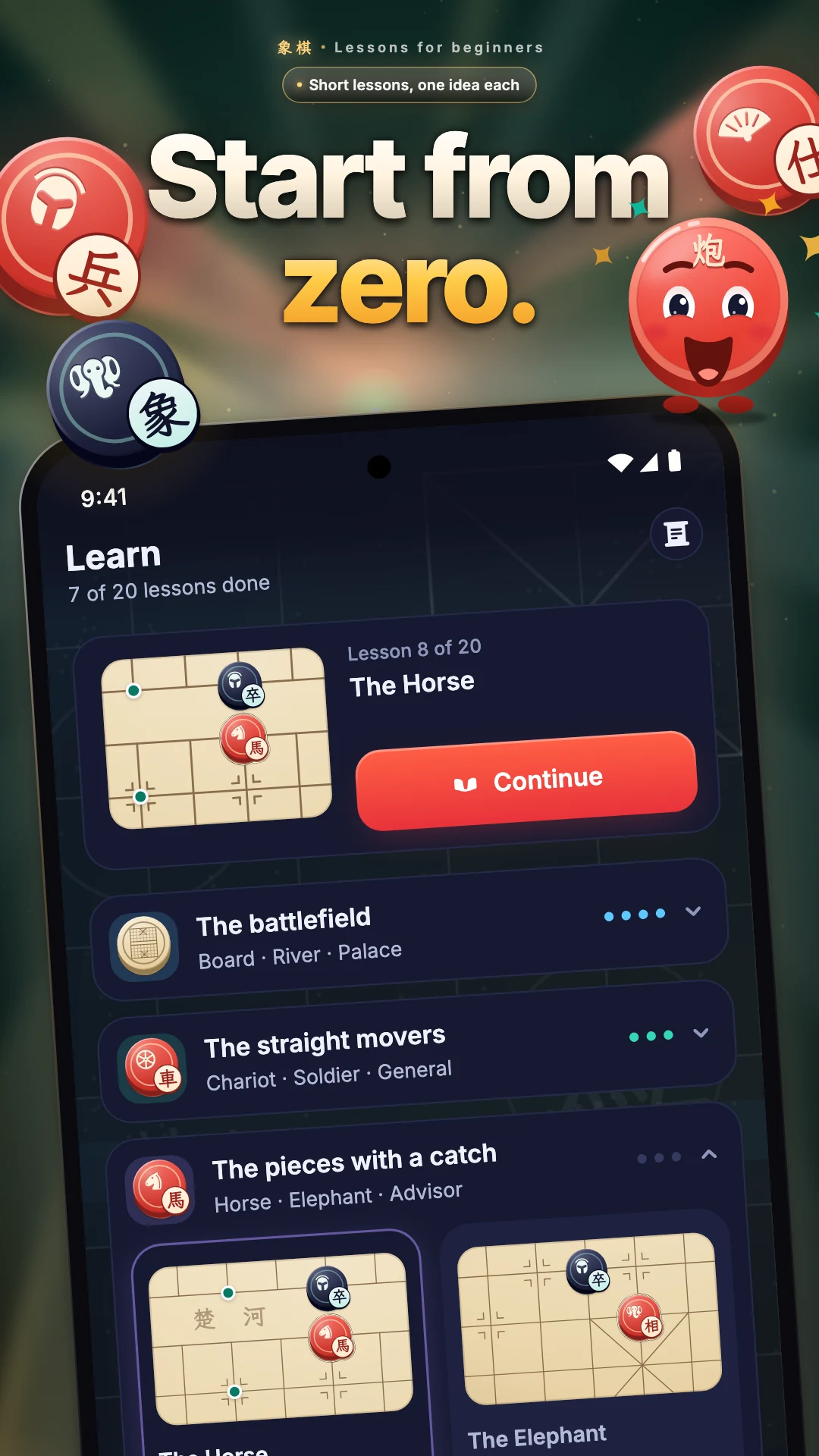 Learn Xiangqi step by step through interactive lessons
